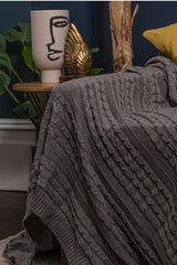 Carbon Organic Cotton Cable Knit Throw