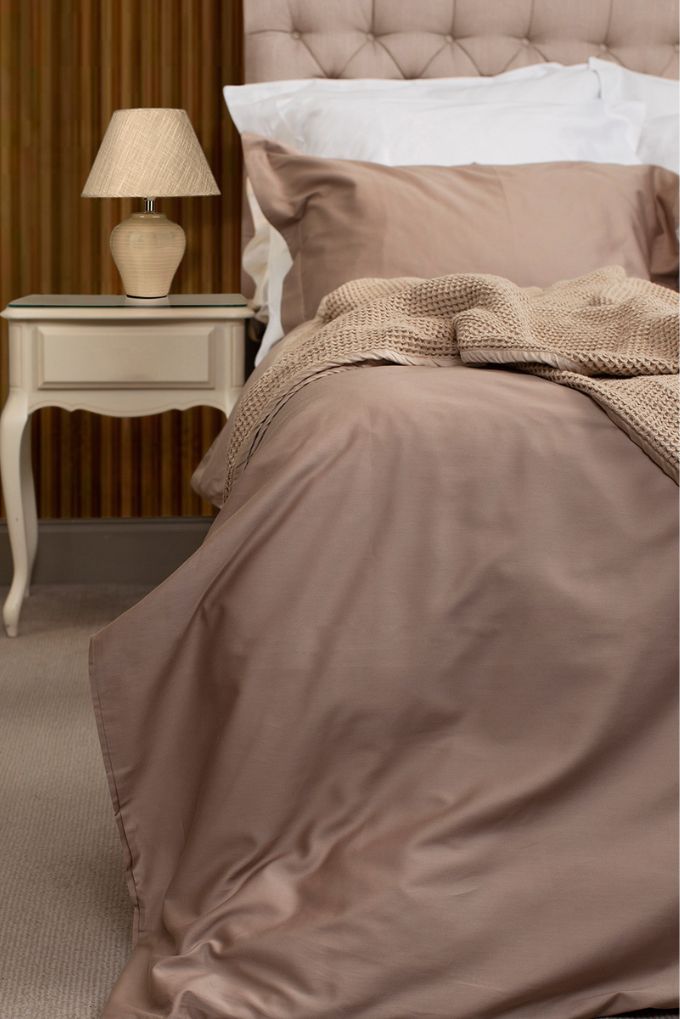 Warm Taupe Classic Organic Cotton Sateen Weave Duvet Cover