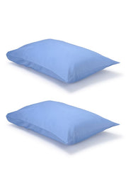 Pair of Mid Blue Classic Organic Cotton Sateen Weave Pillowcases