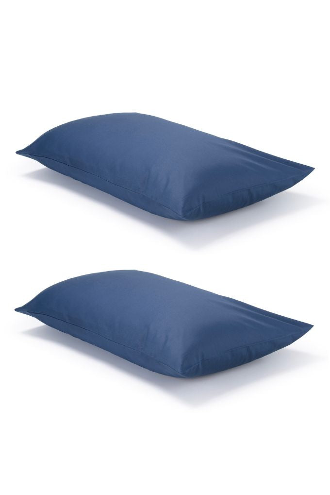 Pair of Navy Classic Organic Cotton Sateen Weave Pillowcases