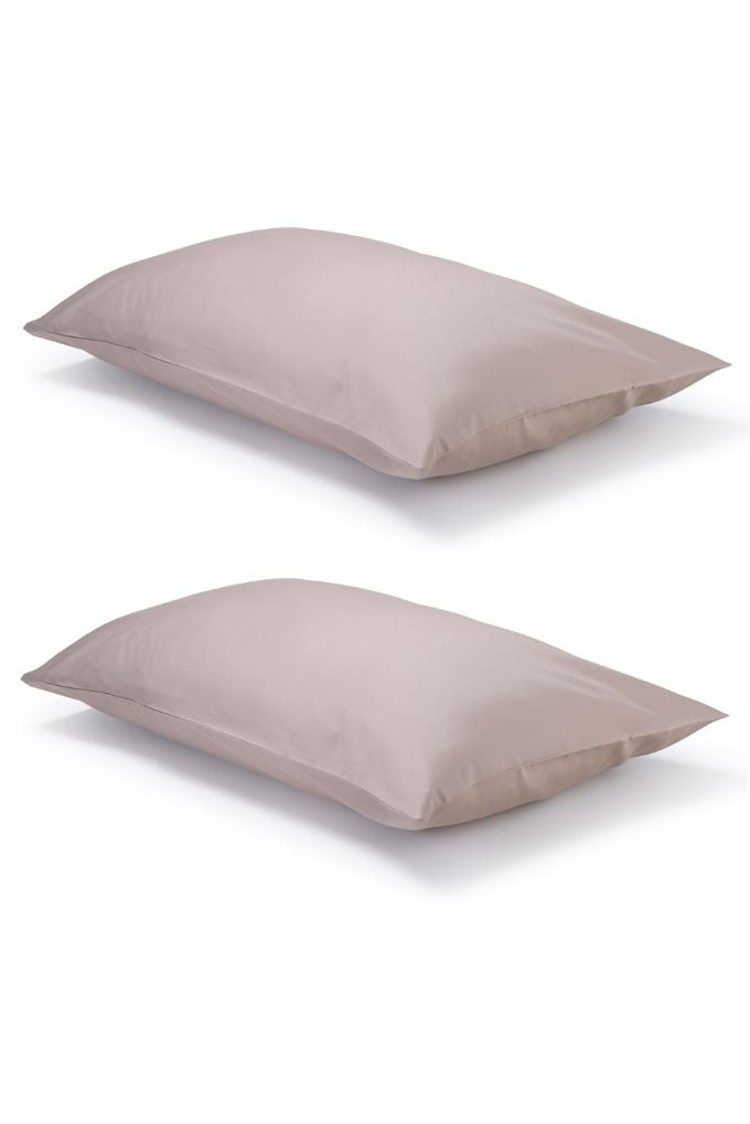 Pair of Warm Taupe Classic Organic Cotton Sateen Weave Pillowcases