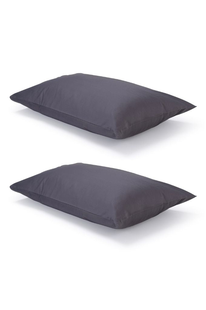 Pair of Dark Slate Classic Organic Cotton Sateen Weave Pillowcases