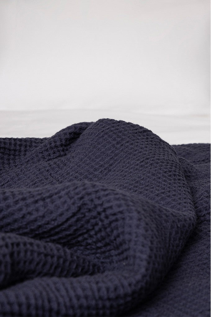 Indigo Organic Cotton Waffle Weave Blanket