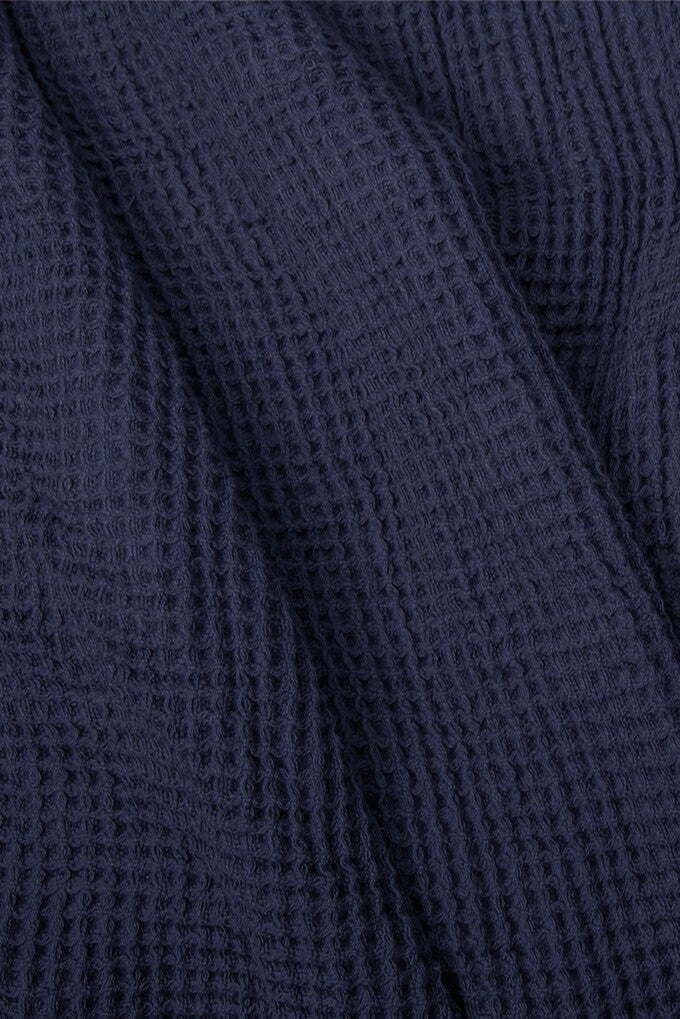 Indigo Organic Cotton Waffle Weave Blanket
