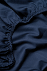 Navy Classic Organic Cotton Sateen Weave Fitted Sheet
