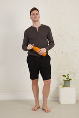 Henley Long Sleeve Regular Fit Organic Cotton Jersey T-Shirt