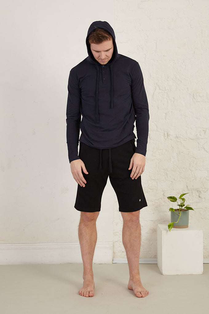 Henley Casual Slim Fit Organic Cotton French Terry Hoodie