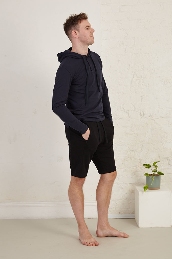 Henley Casual Slim Fit Organic Cotton French Terry Hoodie