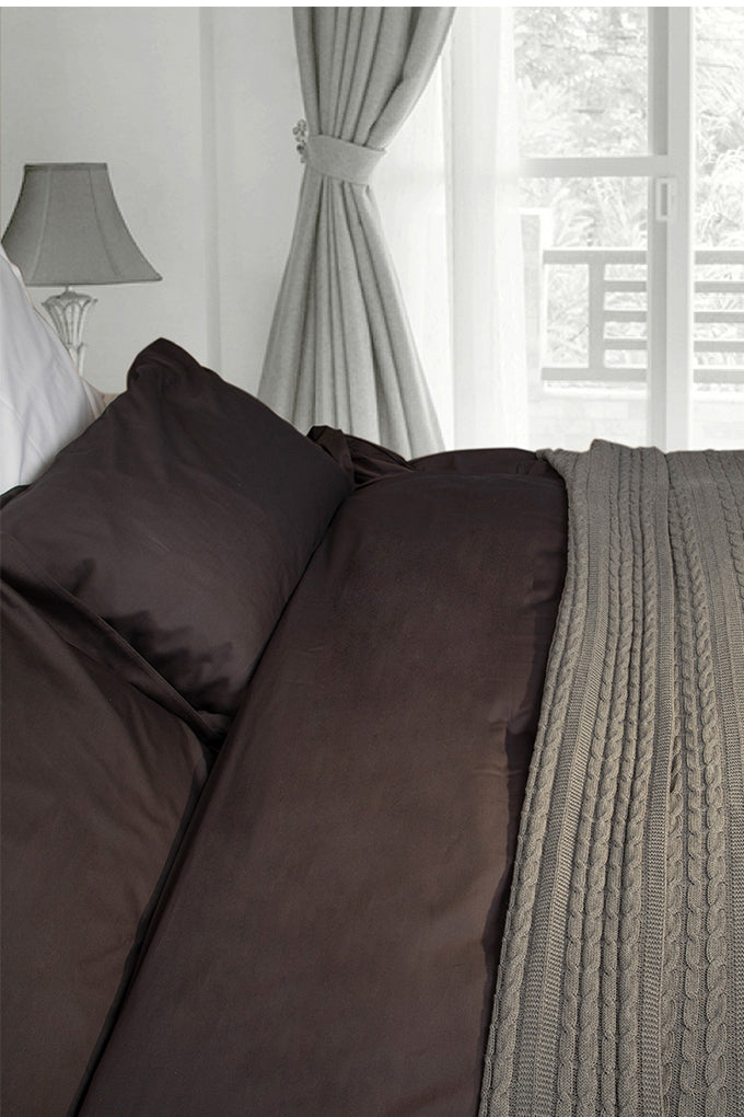 Pair of Dark Slate Classic Organic Cotton Sateen Weave Pillowcases