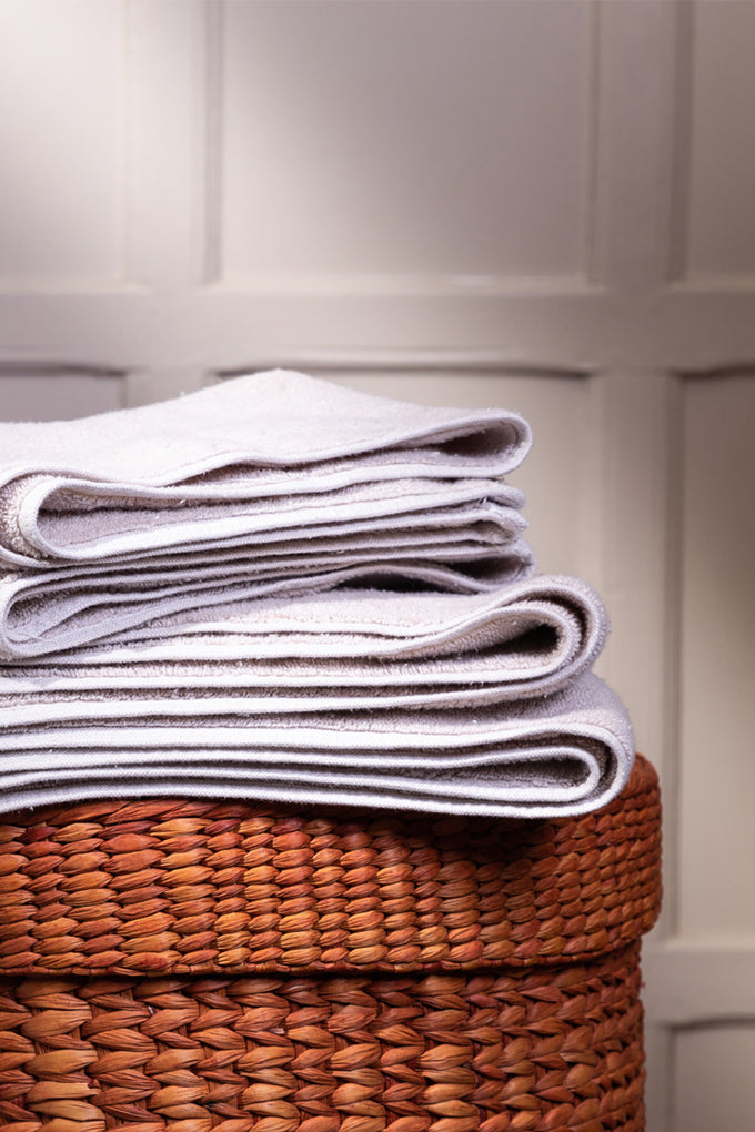 Dune and White Melange Organic Cotton Bath and Hand Towel Set