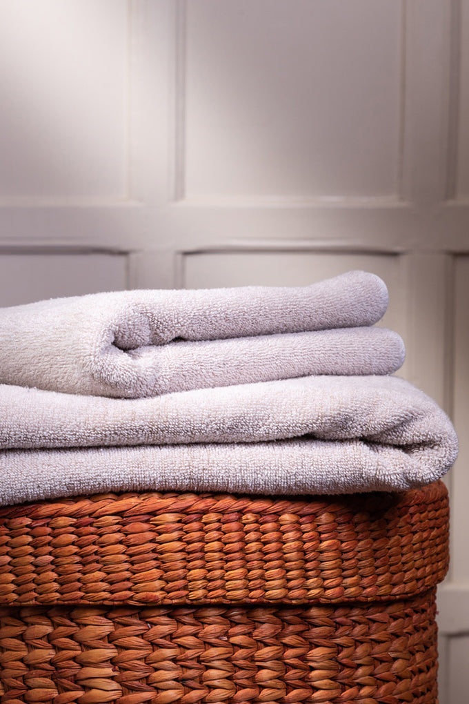 Dune and White Melange Organic Cotton Bath and Hand Towel Set