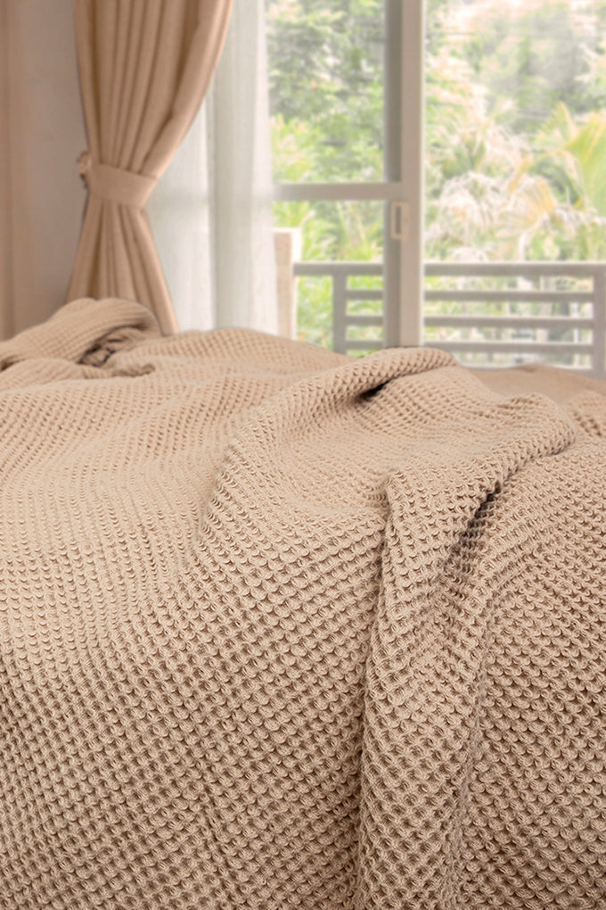 Dune Organic Cotton Waffle Weave Blanket