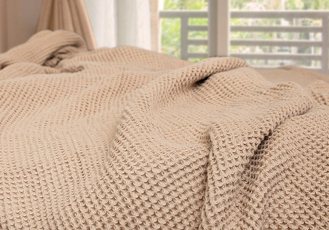 Dune Organic Cotton Waffle Weave Blanket