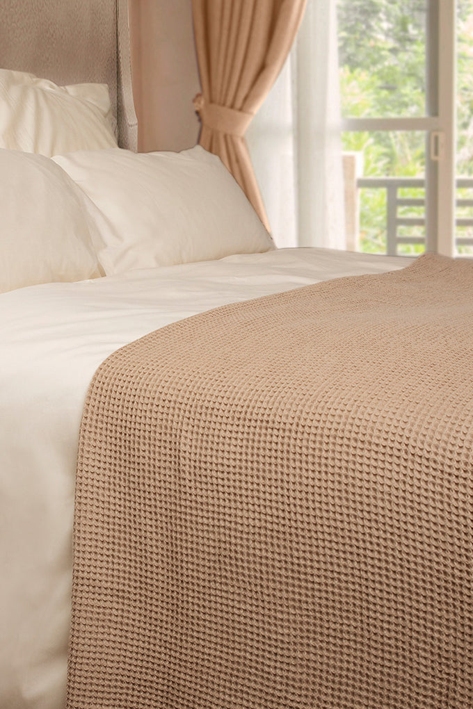 Dune Organic Cotton Waffle Weave Blanket