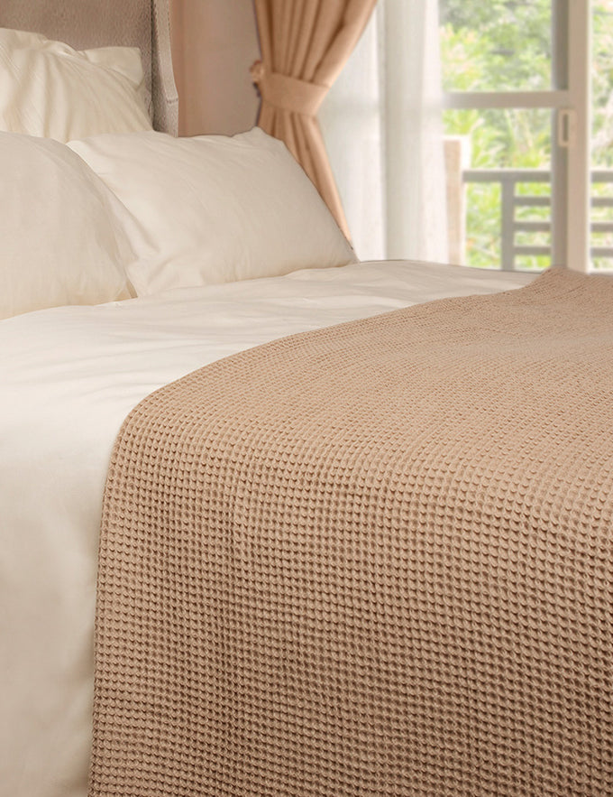 Dune Organic Cotton Waffle Weave Blanket