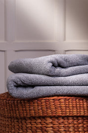 Grey and White Melange Organic Cotton Bath and Hand Towel Set