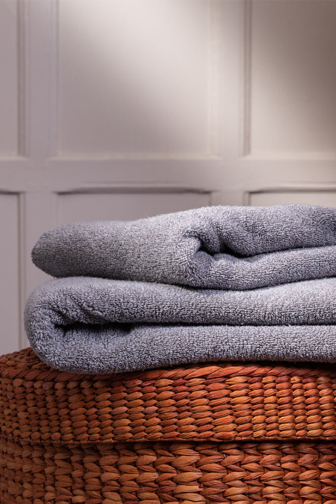 Grey and White Melange Organic Cotton Bath and Hand Towel Set