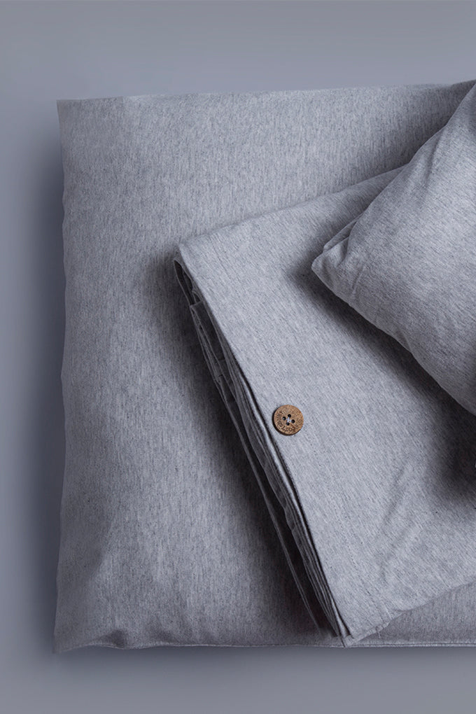 Grey Melange Organic Cotton Jersey Bedding Set