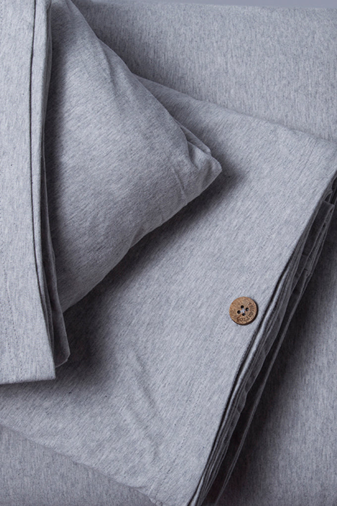 Grey Melange Organic Cotton Jersey Bedding Set