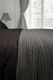 Heather Grey Organic Cotton Cable Knit Throw