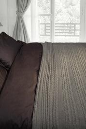 Heather Grey Organic Cotton Cable Knit Throw