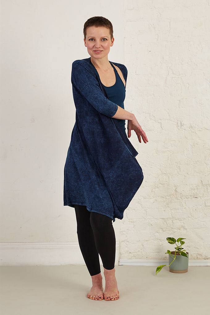 Relaxed Organic Cotton Jersey  Waterfall Front long Shrug