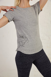 Rose Print Slim Fit Organic Cotton Jersey T-Shirt