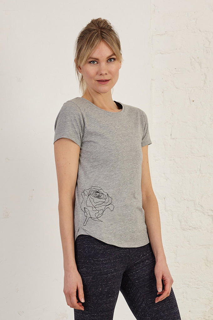 Rose Print Slim Fit Organic Cotton Jersey T-Shirt