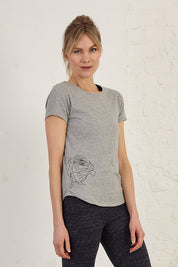 Rose Print Slim Fit Organic Cotton Jersey T-Shirt