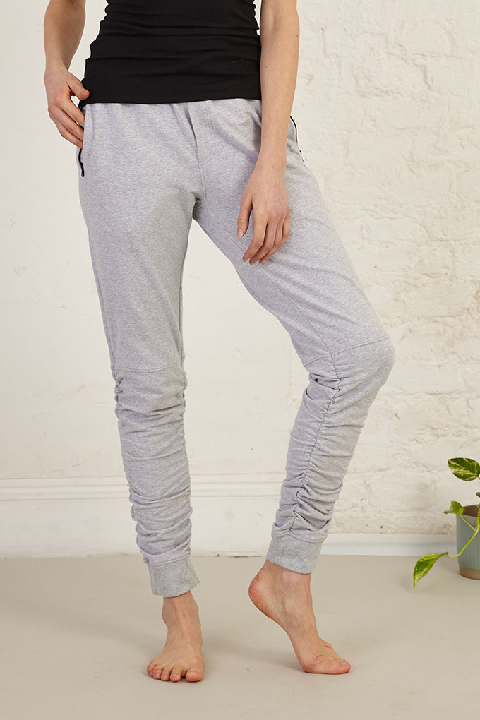 Unisex Rouched Ankle Full Length Organic Cotton Jersey Joggers