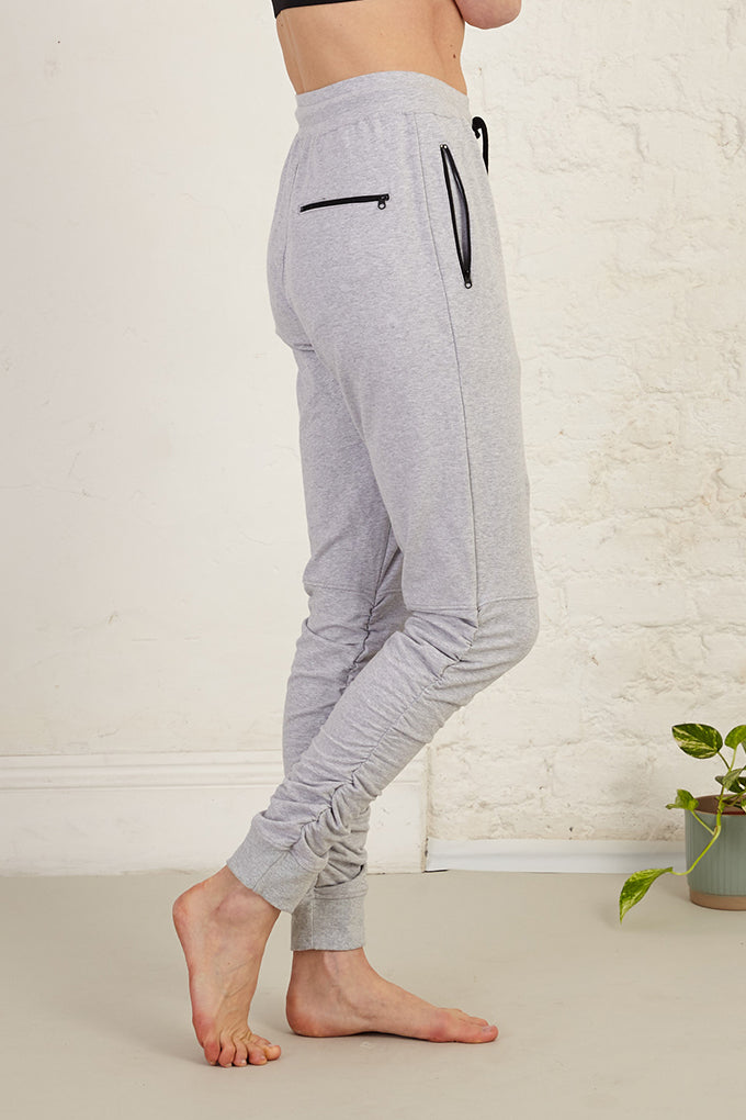 Unisex Rouched Ankle Full Length Organic Cotton Jersey Joggers
