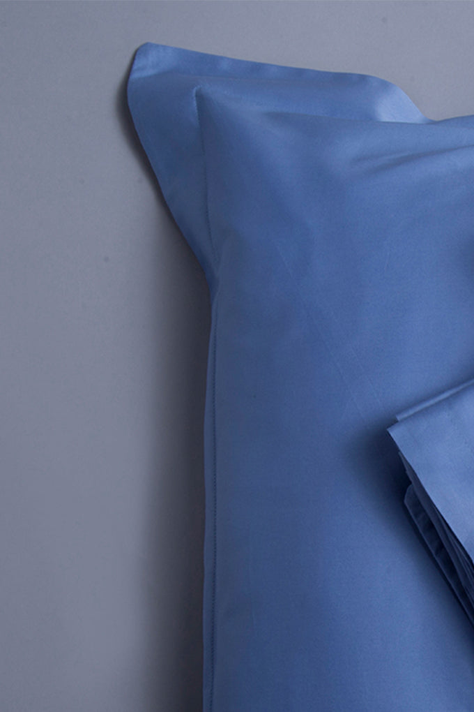 Mid Blue Classic Organic Cotton Sateen Weave Bedding Set