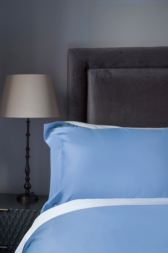 Mid Blue Classic Organic Cotton Sateen Weave Duvet Cover