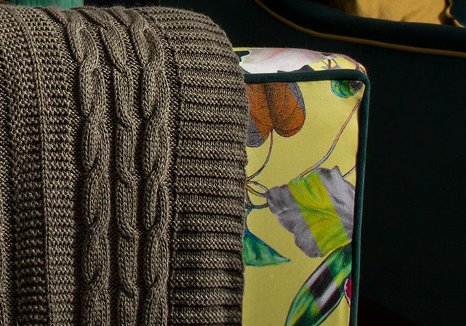Military Green Organic Cotton Cable Knit Throw
