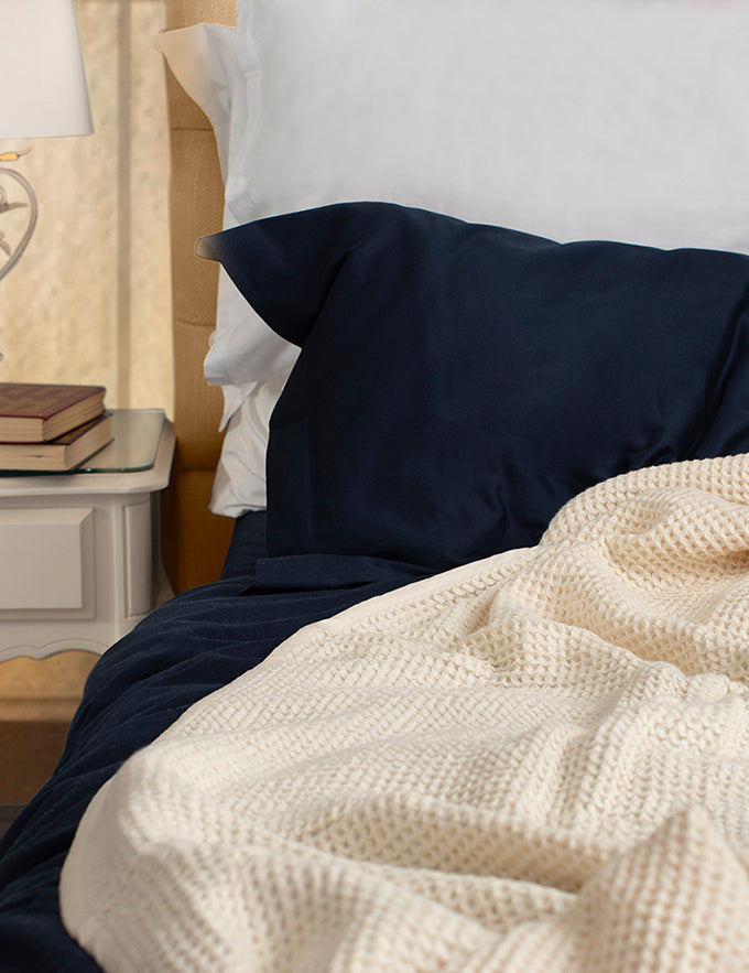 Natural Organic Cotton Waffle Weave Blanket