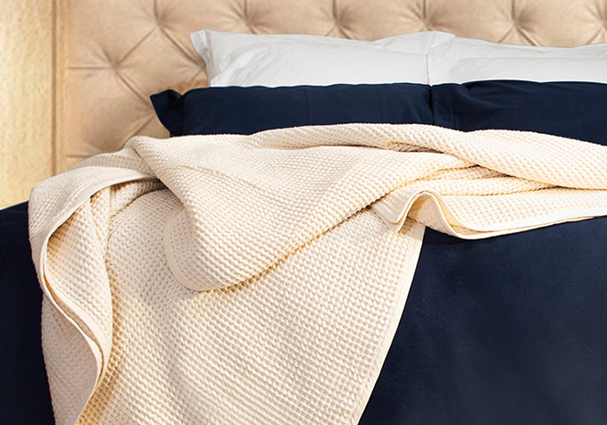 Natural Organic Cotton Waffle Weave Blanket