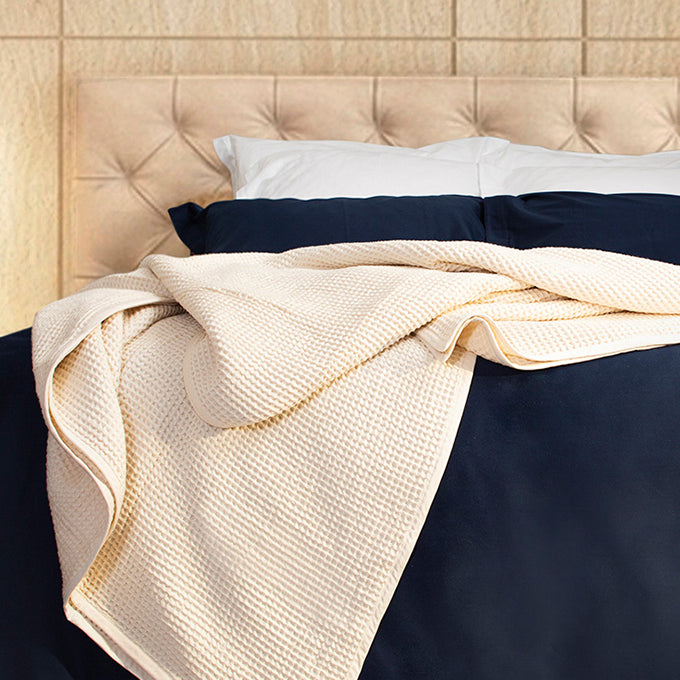 Natural Organic Cotton Waffle Weave Blanket