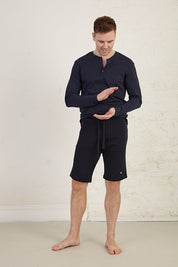 Henley Long Sleeve Regular Fit Organic Cotton Jersey T-Shirt