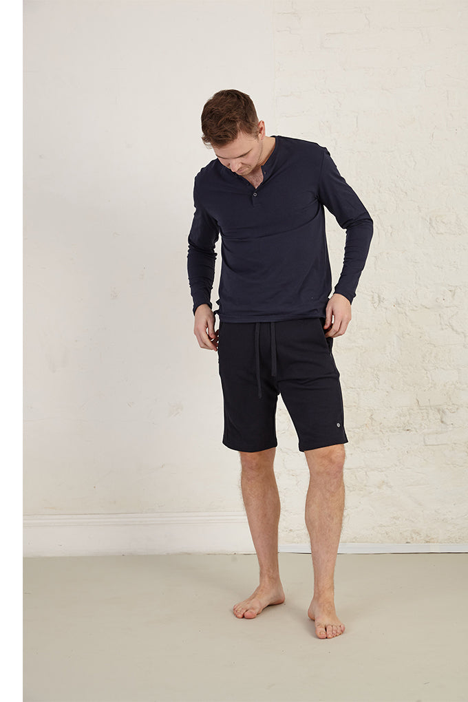 Henley Long Sleeve Regular Fit Organic Cotton Jersey T-Shirt