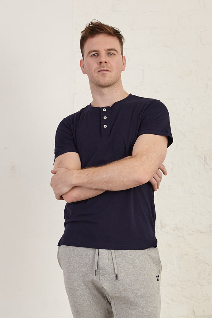Henley Regular Fit Organic Cotton Jersey T-Shirt