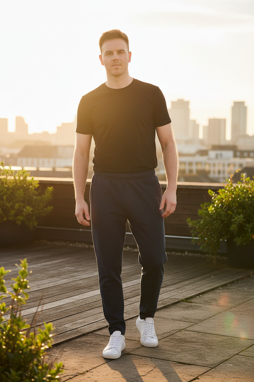 Navy Blue Joggers - Rooftop Terrace