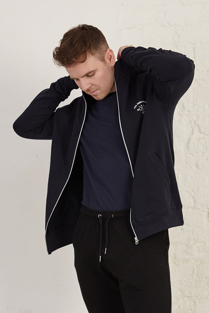 Zip Front Slim Fit Organic Cotton Interlock Jacket