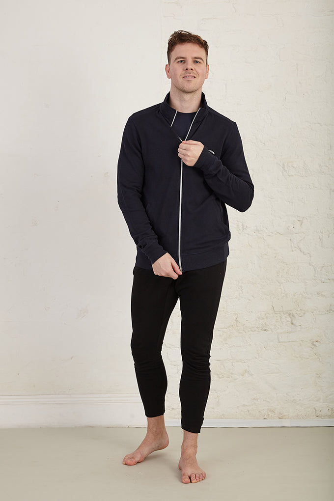 Zip Front Slim Fit Organic Cotton Interlock Jacket