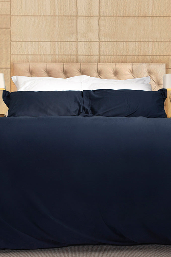 Navy Classic Organic Cotton Sateen Weave Bedding Set