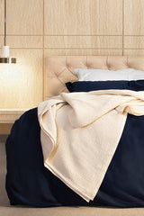 Navy Classic Organic Cotton Sateen Weave Duvet Cover