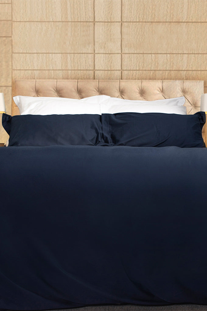 Pair of Serene Blue Oxford Organic Cotton Sateen Weave Pillowcases