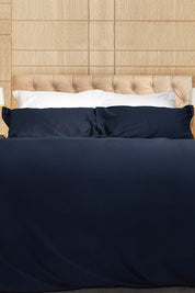 Pair of Serene Blue Oxford Organic Cotton Sateen Weave Pillowcases