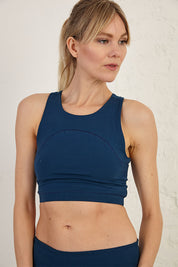 Cut-Out Detail Longline Organic Cotton Spandex Jersey Bra