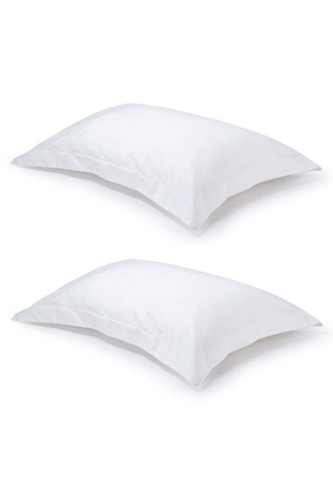 Pair of White Oxford Organic Cotton Sateen Weave Pillowcases