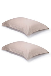 Pair of Warm Taupe Oxford Organic Cotton Sateen Weave Pillowcases